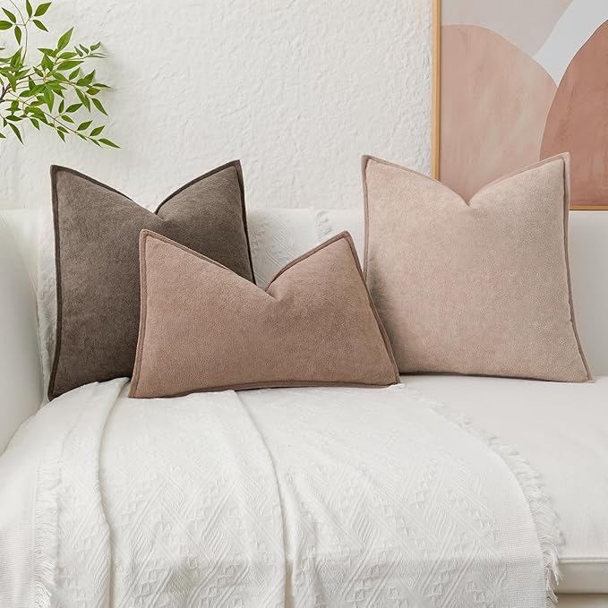 Kevin Textile Waterproof Decorative Pillow Covers Coco Brown 20x20 Inch Pack of 2 Soft Boucle Textured Throw Pillowcases Elegant Accent Pillows for Couch Sofa Chair Bed Home Decor Indoor Outdoor
