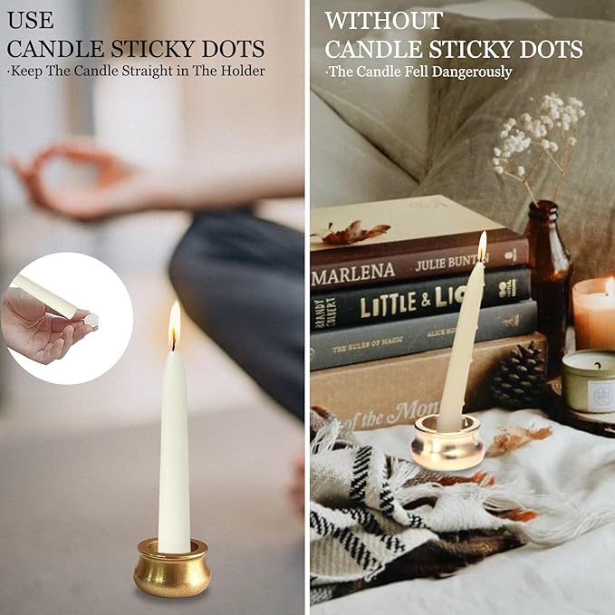 Meditation White Taper Candles Set, 20 Minute Unscented Mini Prayer Candles, 30 pcs Small Wishing Candle with Brass Candle Holders for Home Yoga
