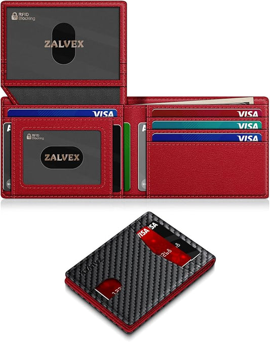 Wallet for Men Slim RFID Blocking Leather Credit Card Holder Wallet for 14 Cards, Bifold Minimalist Thin Wallet with 2 ID Windows & Cash Slot, Front Pockt Carteras Para Hombres, Birthday Gifts for Men