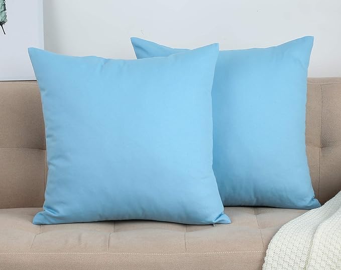 TangDepot Handmade Decorative Solid 100% Cotton Canvas Throw Pillow Covers/Pillow Shams, (28"x28", Sky Blue), 1 Count (Pack of 1)