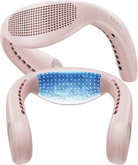 TORRAS COOLiFY Air 2025 Upgraded Neck Fan Air Conditioner, Ultra-Light Portable Fan Rechargeable, Personal Cooling Neck with 3 Modes Fan/Cooler/Heat for Travel, Camping, Outdoor Gift for Women, Pink