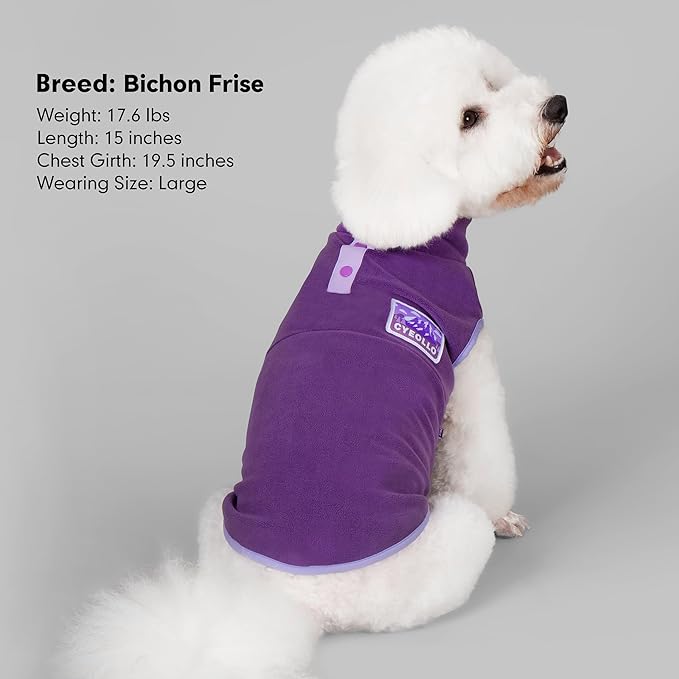 cyeollo Dog Sweaters for Large Dogs, Pullover Dog Fleece Jacket Turtleneck Sweatshirt Stretchy Vest Warm Lightweight Winter Pet Clothes, Purple XXXL