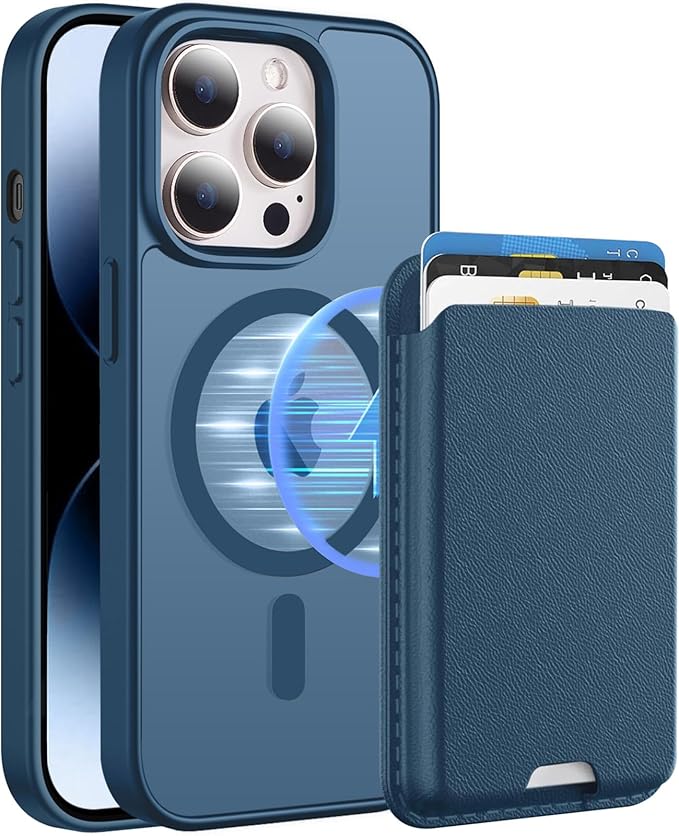 Ntwinro Magnetic for iPhone 14 Pro Max Case (Compatible with MagSafe) with Detachable Wallet & Card Holder for 3 Cards [RFID Blocking] Military Grade Protective Slim Phone Cover, Deep Blue
