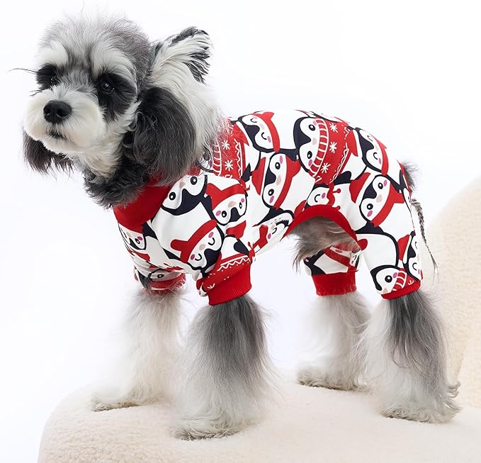 XPUDAC 4 Pack Dog Pajamas Cute Soft Dog Clothes for Small Medium Dogs Boy Girl Stretchy Pjs Jammies Outfit Puppy Onesies, Small