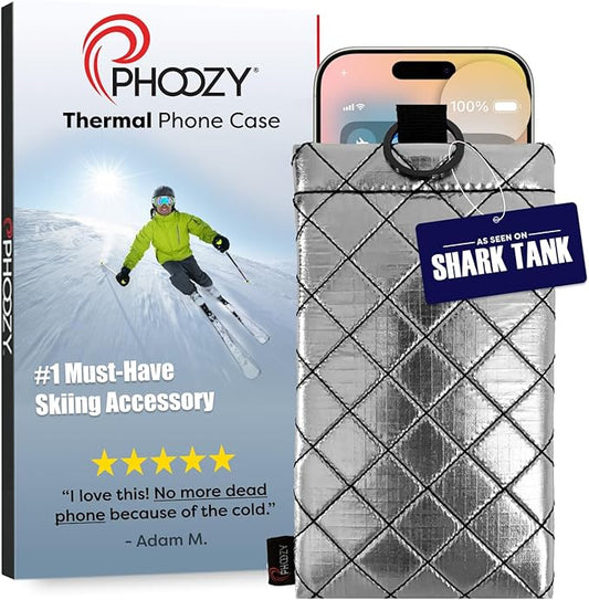 PHOOZY Apollo II Thermal Phone Case Cold Weather Insulated Pouch | Extends Battery Life 4X | NASA Tech Skiing Snowboard Accessories | Military Grade | Medium - Silver