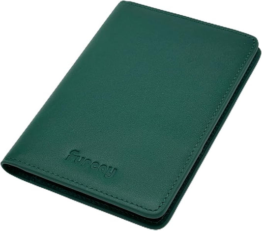 Passport holder for travel, Genuine Nappa Leather Passport Cover with RFID blocking. A must-have Airport Travel safety essentials for both men and women.(Green/Brown)