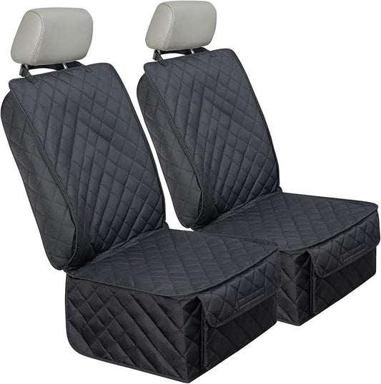 HAPYFOST Waterproof Front Seat Cover Dog Car Seat Covers Nonslip and Full Protection with Side Flaps Fits Most Cars, Trucks, SUVs(Black, 2Pack)