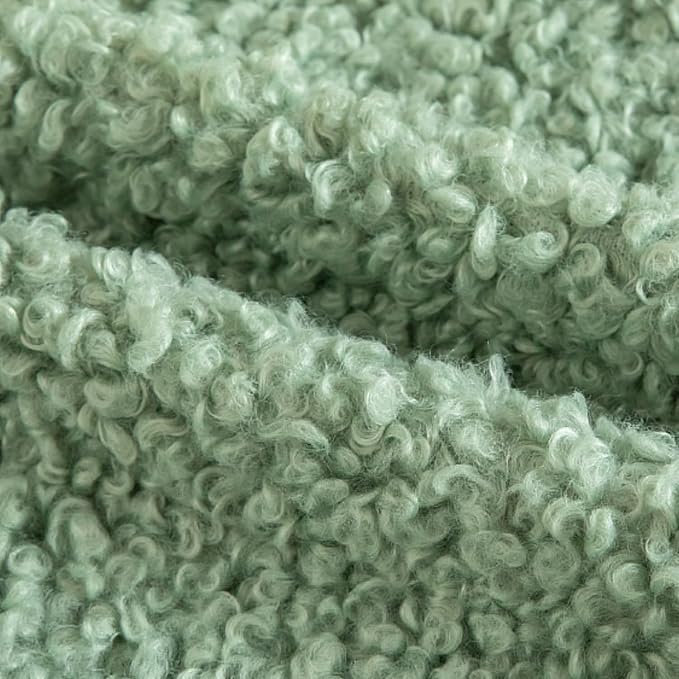 Yaertun Pack of 2 Faux Fur Throw Pillow Covers Decorative Sherpa Boucle Pillow Covers Fuzzy Soft Pillowcases Sheepskin Fleece Cushion Case for Couch Sofa Bed Living Room 24x24 Inch Sage Green