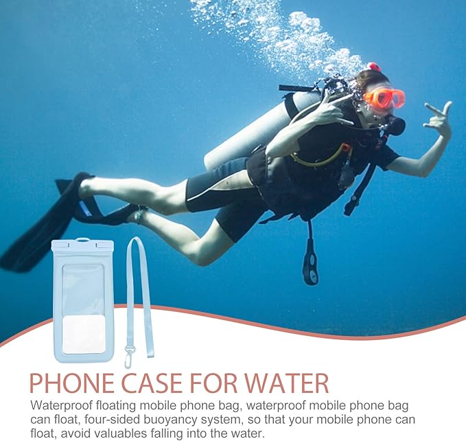 Alipis Waterproof Phone Pouch Floating Water Resistant Phone Protector Large Bag with Lanyard for Swimming and Diving