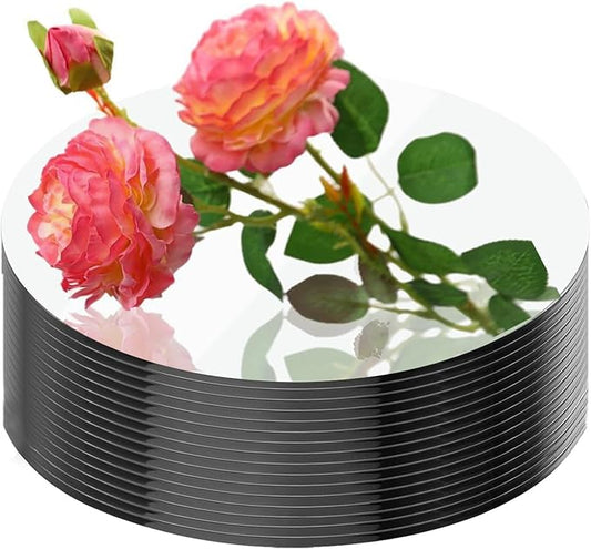 16Pack Round Mirror Plates for Centerpieces, 10inch Mirror Trays Flat Circle Mirrors for Tables Centerpieces, Circle Candle Plate Mirror Centerpiece Table Decorations for Wedding Decorations Party