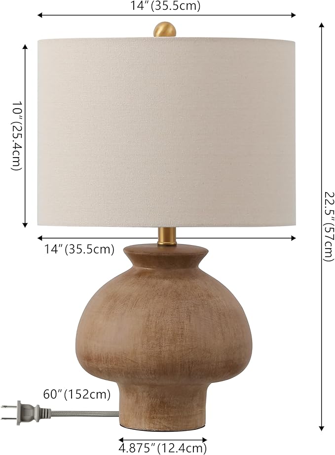 SAFAVIEH Lighting Collection Noam Light Brown Ceramic 23-inch Table Lamp (LED Bulb Included)