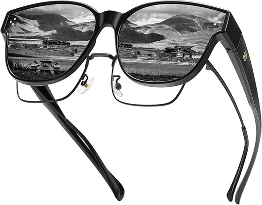 DUCO Fit Over Sunglasses for Men Women Wear Over Glasses Retro Wrap Around Polarized Sun Glasses UV400 Protection DC8981