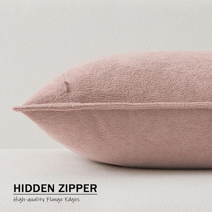 Kevin Textile Valentines Day Decorative Pillow Covers Light Pink 22x22 Inch Pack of 2 Waterproof Soft Boucle Textured Euro Pillowcases Elegant Accent Pillows for Couch Sofa Chair Bed Home