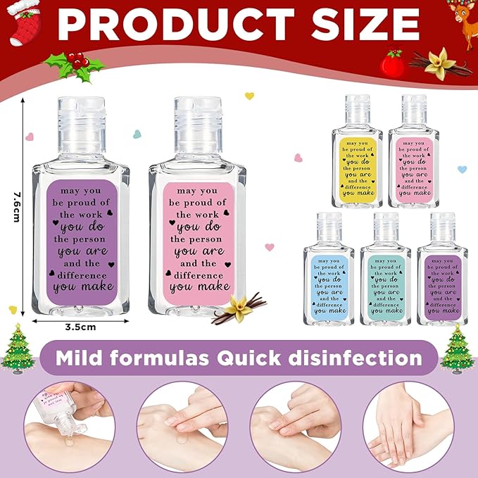30 Pcs Thank You Gifts for Coworker Mini Hand Sanitize Gel Bulk Scent Hand Sanitizer Travel Size Inspirational Appreciation Gifts for Party Supplies Friends Teacher Employee