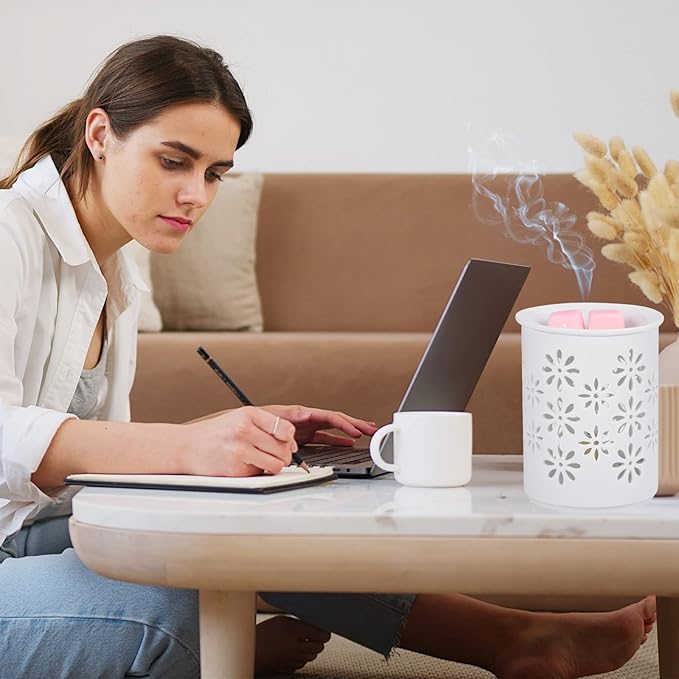 Dicimi Ceramic Electric Wax Melt Warmer with Timer for Home Office Bedroom Living Room Gifts & Decor (Petal)