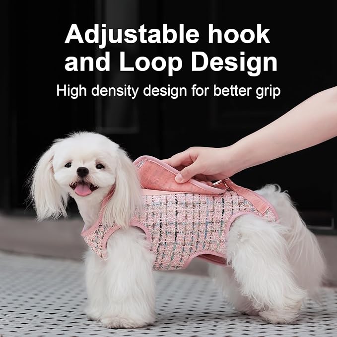Wakytu Dog Lift Harness Dog Carrier Dog VES Harness Adjustable Dog Leash with Small Puppy Treat Bag（Pink,S）