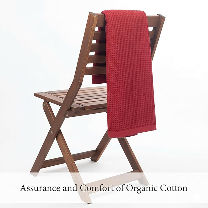Salt Earth GOTS Certified 100% Organic Cotton Throw Blanket, 55"x60" Waffle Blankets & Throws for Bed, Throw Blanket for Couch, Cozy Christmas Blankets and Throws for Christmas Gifts (Red Dahlia)