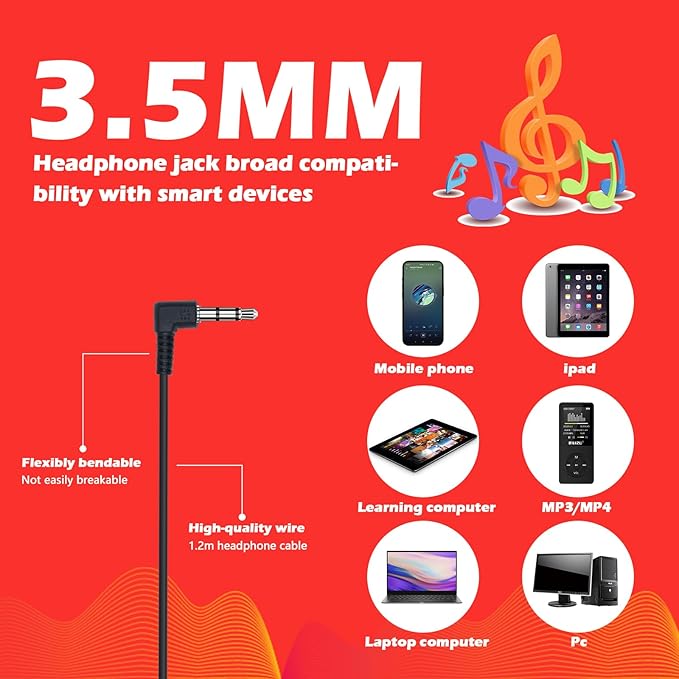 Classroom Kids Headphones Bulk 20 Pack Class Set of Headphones for Students Children Boys Girls Teen and Adult (5 Colors)