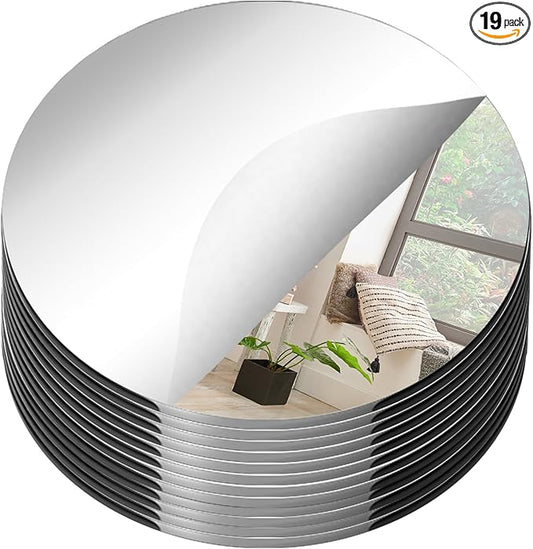 19 Pcs Mirror Centerpieces for Tables, Acrylic Round Small Mirror Trays Decoration Candle Plate Mirrors for Wedding Table Centerpiece Baby Shower Christmas Party Decor and Crafts (8inch/20cm)