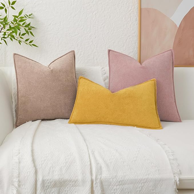 Kevin Textile Valentines Day Decorative Pillow Covers Plush Pink 18x18 Inch Pack of 2 Waterproof Soft Boucle Textured Throw Pillowcases Elegant Accent Pillows for Couch Sofa Chair Bed Home