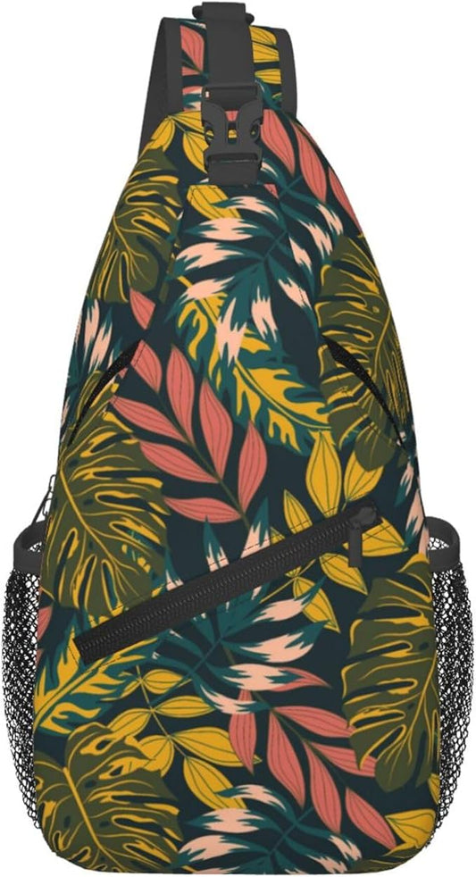 Hawaii Tropical Palm Sling Backpack Crossbody Bag Casual Chest Bags Travel Hiking Daypack Shoulder Bag for Women Men