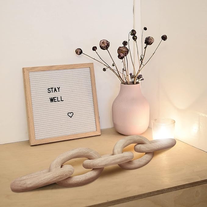 Decorative Wood Link Chain Wooden Chain Decor 5 Link Decoration for Family Party Home Office Decoration Supplies(Wood Color)