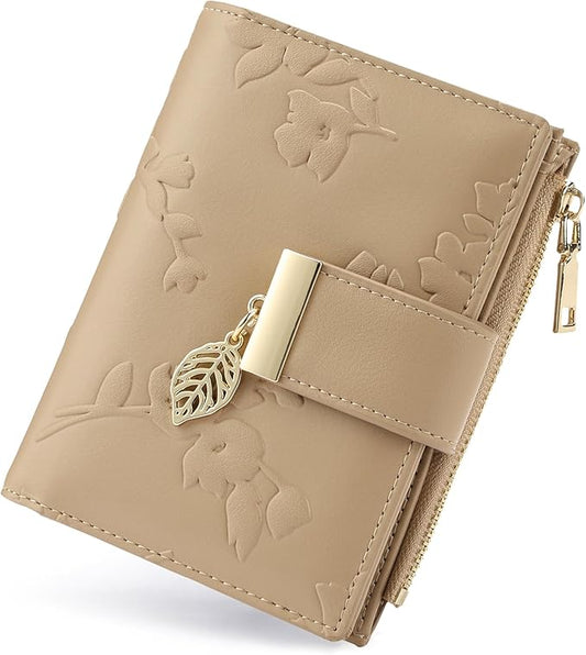 yiijay Small Wallet Women RFID Blocking Leather Bifold Wallet Credit Card Holder for Women Ladies Compact Wallet Mini Purse With Zipper Pocket