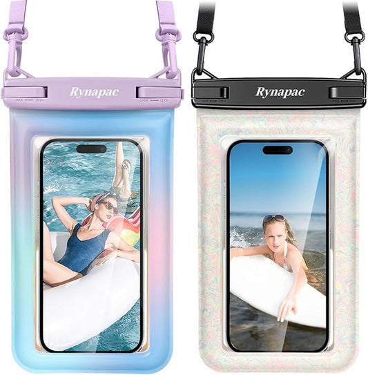 [Floatable] Waterproof Phone Pouch 2 Pack - [Up to 8.5"] IPX8 Floating Waterproof Phone Case Dry Bags with Adjustable Lanyard for Beach Vacation Travel Cruise Ship Pool Kayak Essentials