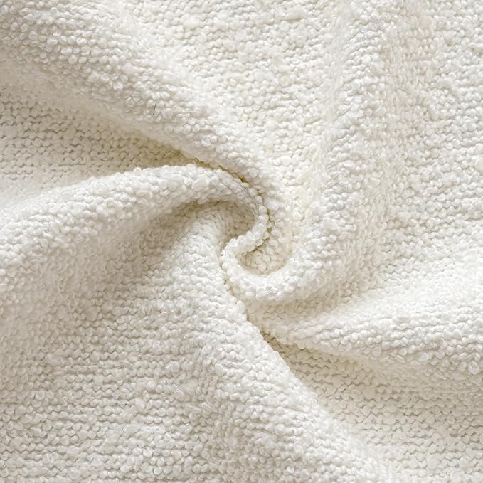 Woaboy Pack of 2 12x20 Inch Decorative Boucle Throw Pillow Covers Textured Lumbar Pillowcaes Accent Solid Cozy Soft Cushion Covers Christmas Home Decor for Bed Sofa Couch Living Room Chair,White