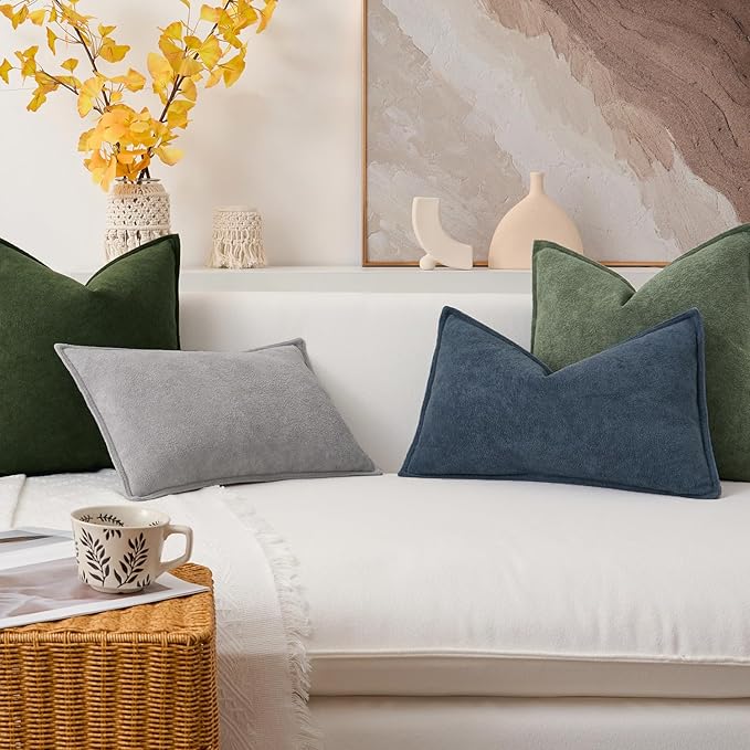 Kevin Textile Waterproof Decorative Pillow Covers Dusty Blue 18x18 Inch Pack of 2 Soft Boucle Textured Throw Pillowcases Elegant Accent Pillows for Couch Sofa Chair Bed Home Decor Indoor Outdoor