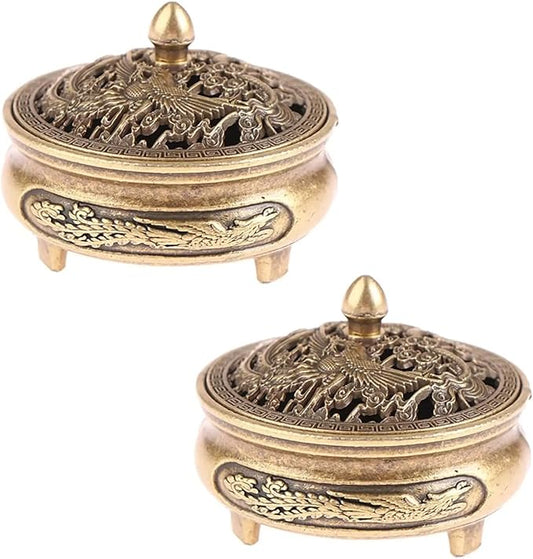 2 PCS Classics Incense Burner Holder for Cones & Sticks - Traditional Mini Ceramic Aromatherapy Incense Cone Holder with Detachable Tray, Decorative Zen Home Office Decor