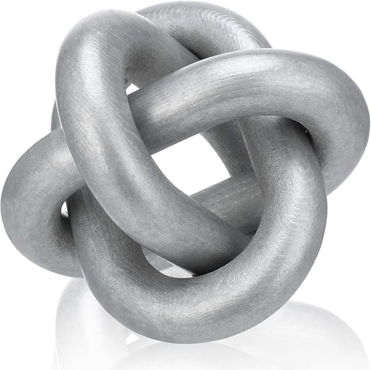 Yalikop 3 Link Wood Knot Decor Rustic Home Décor Accents Hand Carved Coffee Table Decoration, Boho Chain Link Decoration, Modern Shelf, Rustic Objects for Home Living Room Bedroom (Silver)