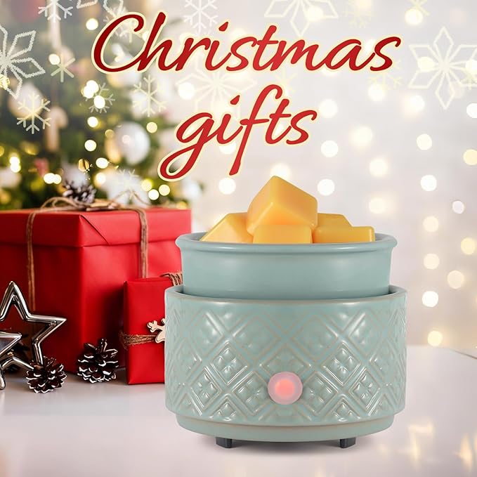 Wax Melt Warmer for Scented Wax,3-in-1Ceramic Wax Warmer Fragrances Candle Oils, Home Fragrance Burner,Electric Candle Warmer Perfect Christmas Gifts for Mom Women(Gree)