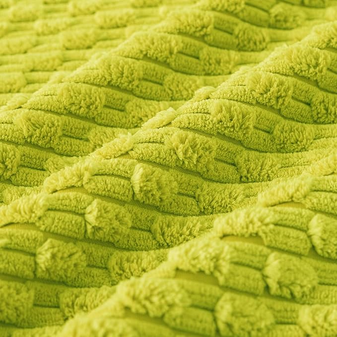 Kevin Textile Decorative Pillow Covers Set of 2 Striped Plush Corduroy Pillows Pillowcases Boho Home Decor Cushion Covers for Couch Sofa Bed Living Room 16x16 Inch, Christmas Green