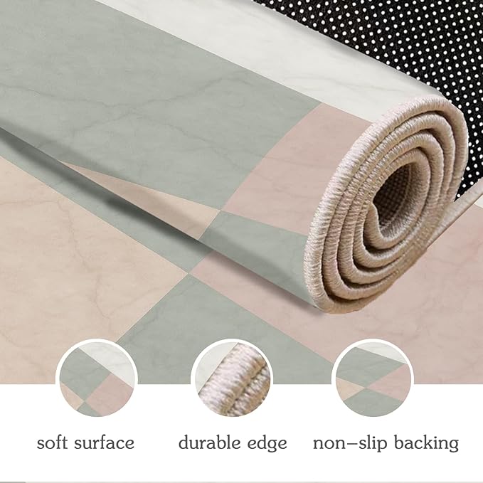 Modern Marble Rug - 6x8 Area Rug, Minimalist Marble Rugs, Abstract Luxury Dining Room Rugs, Washable & Non Slip Large Carpet Home Decor