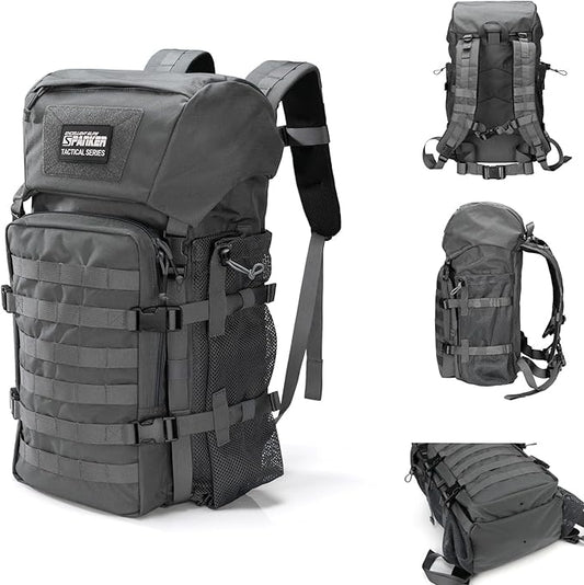 EXCELLENT ELITE SPANKER 40L Camping Hiking Backpack for Men and Women Tactical Military Backpack Large Rucksack Assault Pack Bag for Outdoor Camping, Hiking,Travel Backpacking(Grey