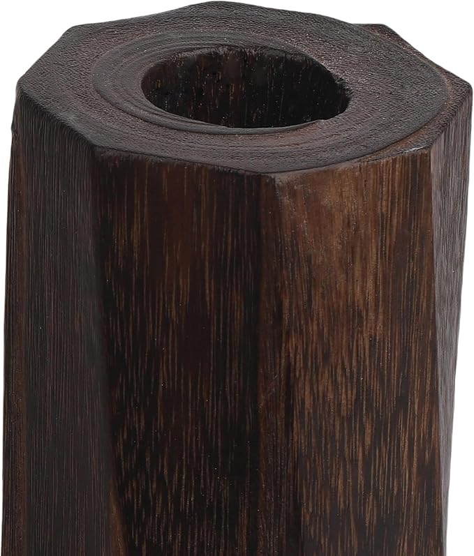 Handcrafted Natural Wood Vase | Eco-Friendly Home Decor | Unbreakable Rustic Flower Vase for DIY Painting | 9.5" Wooden Decorative (Rhombus Shallow-Fired)