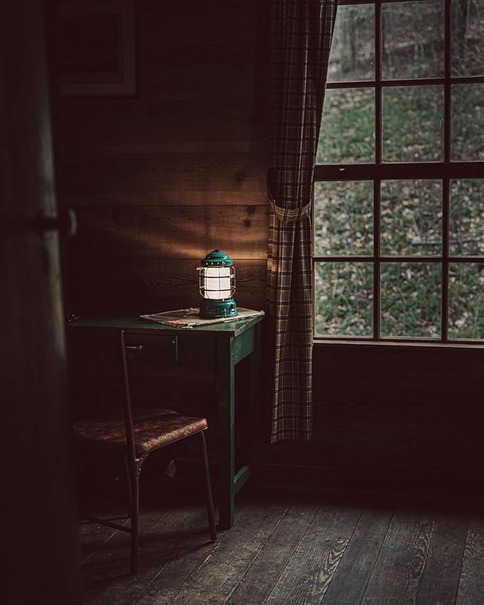 Barebones Forest Lantern – Teal, Vintage Rechargeable LED Lantern with Adjustable Brightness – Battery Operated Camping Light for Outdoor Adventures, Backyard Gatherings, and Emergency Use