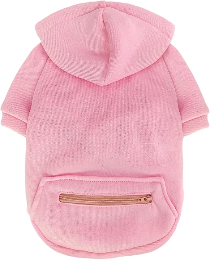 Jecikelon Pet Dog Cold Weather Coat with Pocket Winter Dog Hoodie Warm Puppy Clothes for Small Dogs Chihuahua Clothing (Pink2, Small)