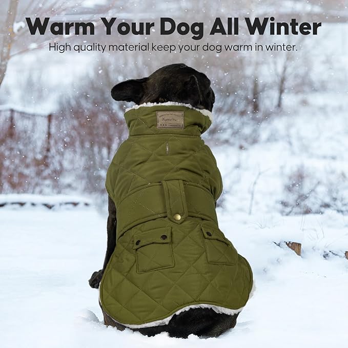 KYEESE Dog Coat Thick Dog Coats for Medium Dogs Soft Dogs Jacket with Pocket Warm Pet Winter Puffer Coat with Leash Hole Waterproof Pets Clothes for Cold Weather Windproof Pet Sweater