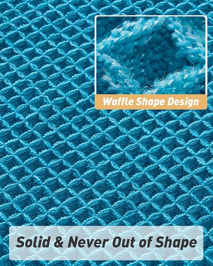 AMOAMI Upgraded Waffle Bath Mat, Super Absorbent Non Slip Bath Mats for Bathroom Floor, Machine Washable Bathroom Rugs with Tassels, Rubber Backed Bathroom Mats, Ultra Soft, 18" x 30", Teal