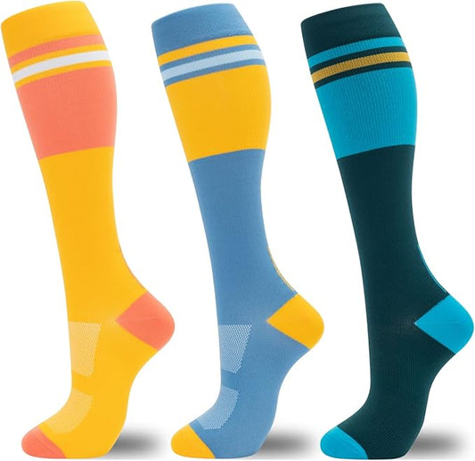 fenglaoda Compression Socks for Women Men 3 Pairs Graduated Compression Support Circulation Socks for Nurses