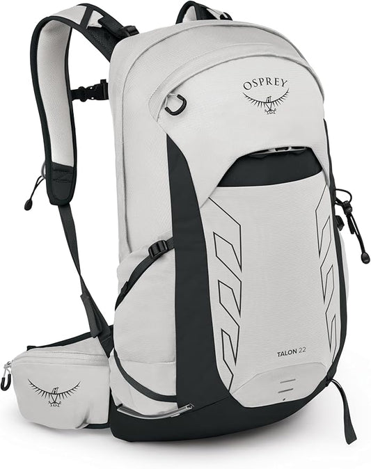 Osprey Talon 22L Men's Lightweight Hiking Backpack - Small Daypack for Travel & Camping, White/Black
