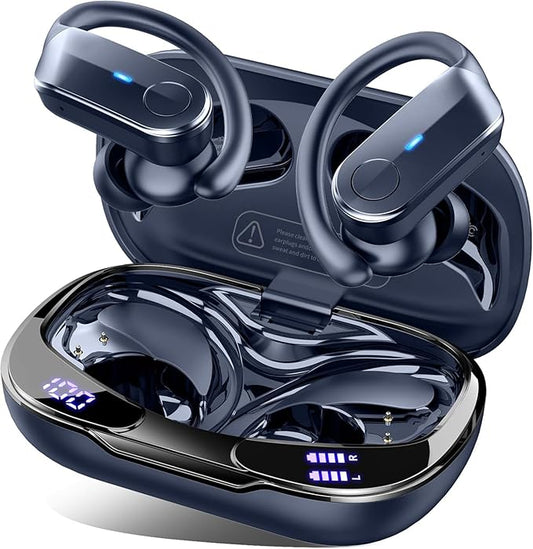 Wireless Earbuds, Sports Bluetooth 5.4 Headphones IPX8 Waterproof, 70H Over Ear Buds with Deep Bass Sound,4 ENC Noise Cancelling Mics, USB-C Fast Charging Earphones with Earhooks for Workout/Running