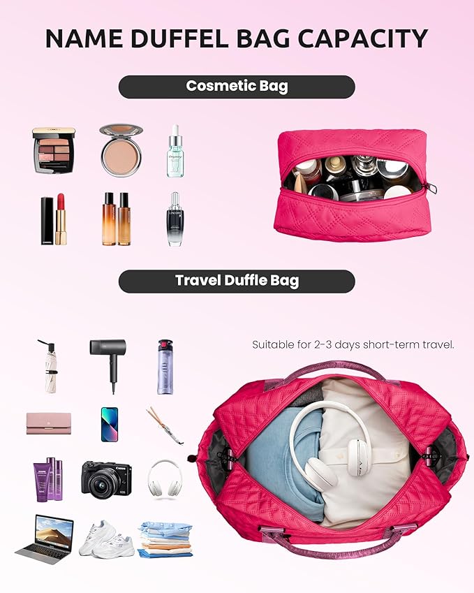 Vogewood Sweet 15 Gifts for Girls-Initial Travel Bag with Shoe Compartment, Personalized Weekender Bag, Monogram Overnight Bag for Women, Letter Travel Bag with Makeup Bag (Letter B)