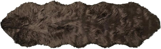 Luxe Gordon Faux Fur Rug with Soft and Fluffy Pile | Machine Washable Living Room Rug with Anti-Slip Backing | Cruelty-Free Area Rugs for Office or Bedroom, Chocolate, 2 ft x 6 ft
