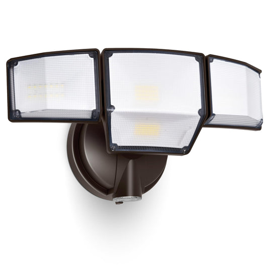 LUTEC 80W Dusk to Dawn LED Flood Light, 9000LM, IP65 Waterproof, 5000K Daylight, Brown, Model 7632815412