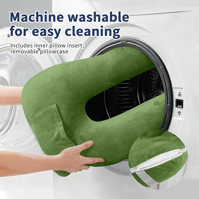 Travel Pillow, Car Pillow for Kids and Adults-Neck & Body Support，car Sleeping Pillow，Road Trip Essentials，Removable and Washable Covers，Skin-Friendly（Green）