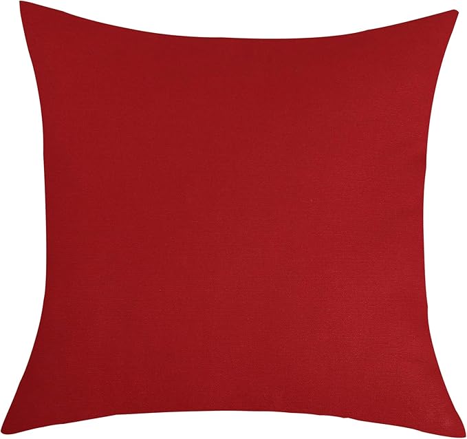 TangDepot Handmade Decorative Solid 100% Cotton Canvas Throw Pillow Covers/Pillow Shams, (16"x16", Deep Red)