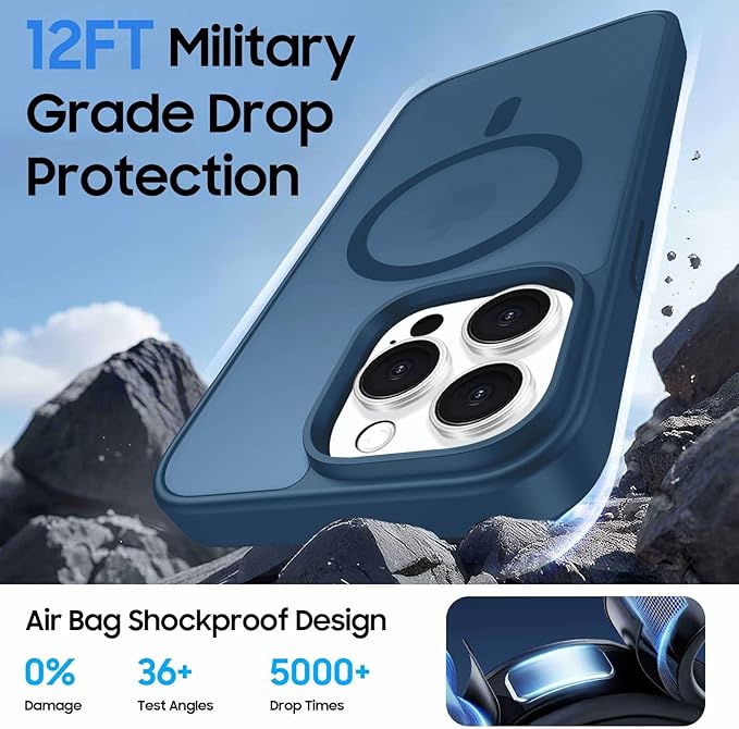 Ntwinro Magnetic for iPhone 16 Pro Max Case (Compatible with MagSafe) with Detachable Wallet & Card Holder for 3 Cards [RFID Blocking] Military Grade Protective Slim Phone Cover, Deep Blue